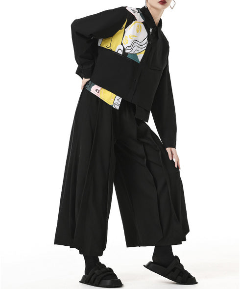 Art Print Panel Shirt&Wide Tuck Pants Series